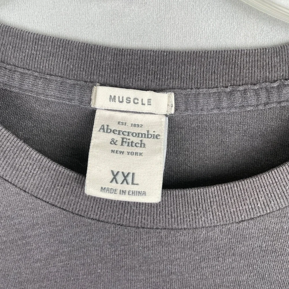 Abercrombie &‎ Fitch XXL Muscle Fit L/S Cardinal Graphic T-Shirt Gray Y2K Casual